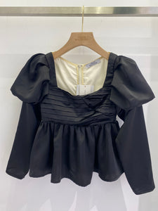 Puff sleeves black top