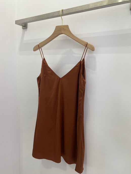 Satin brown mini dress