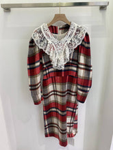 Load image into Gallery viewer, Midi plaid  wool waisted dress