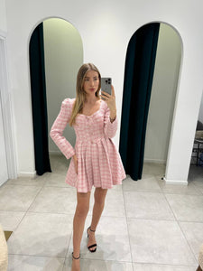 Pink mini tweed dress