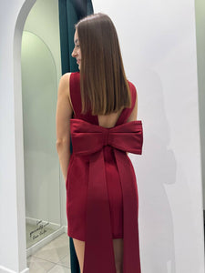 Burgundy mini bow dress