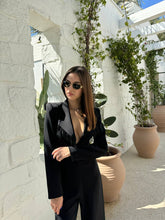 Load image into Gallery viewer, Black  jumpsuit with V-cut neck