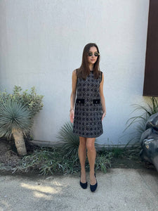 Sleeveless mini tweed dress