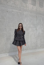 Load image into Gallery viewer, Grey fitted blazer with skirt