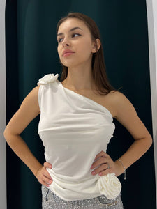 White  one shoulder blouse