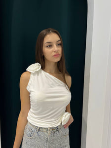 White  one shoulder blouse