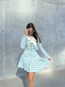 Tweed blue fitted dress