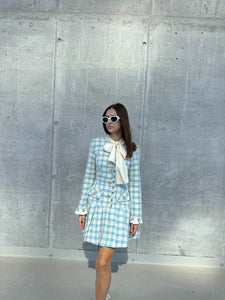 Tweed blue fitted dress