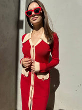 Load image into Gallery viewer, Red knitted midi dress