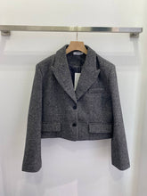 Load image into Gallery viewer, Grey oversized crop blazer