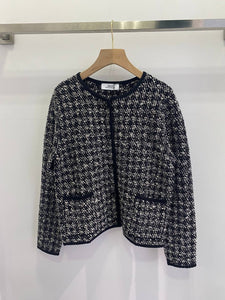 Black structured knit cardigan