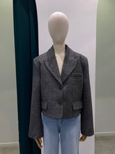 Load image into Gallery viewer, Grey oversized crop blazer