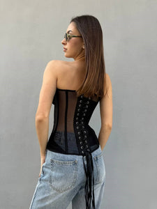 Black mesh corset