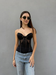 Black mesh corset