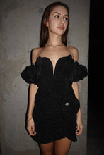 Load image into Gallery viewer, Off shoulder black mini dress