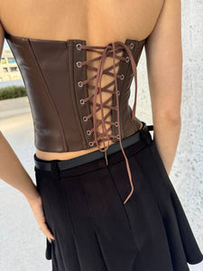 Faux-leather corset