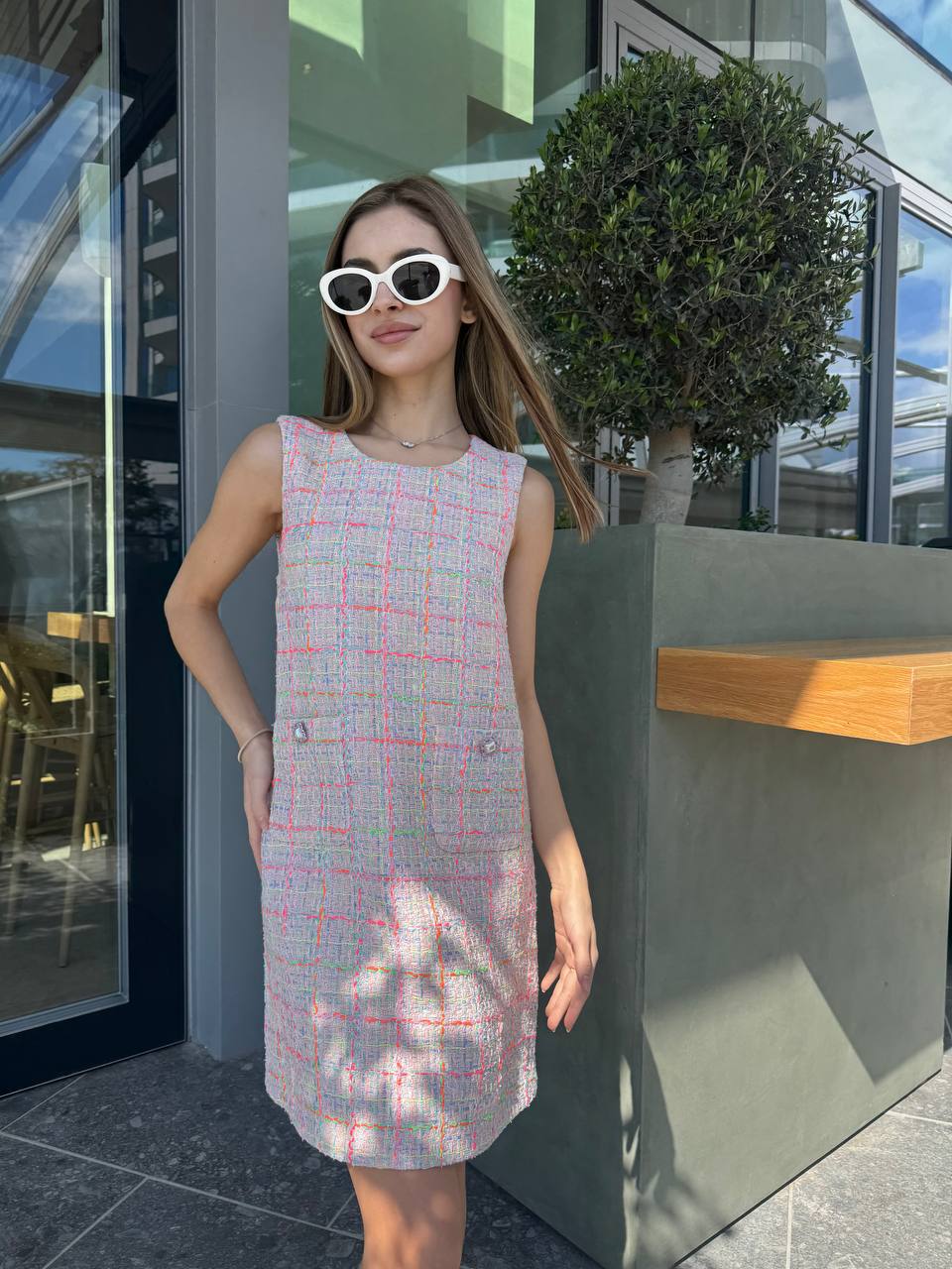 Tweed sleeveless mini dress