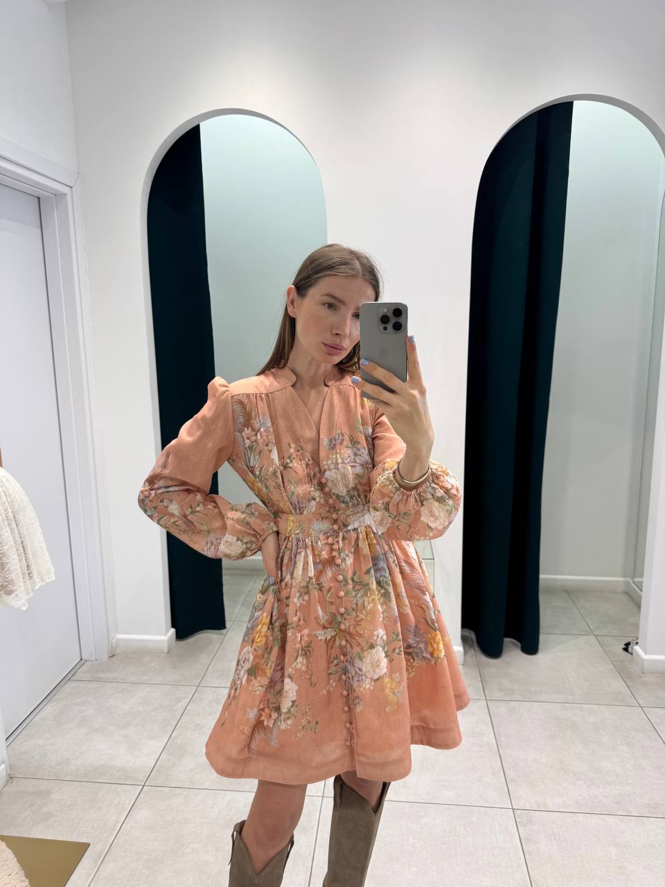 Peach  floral dress