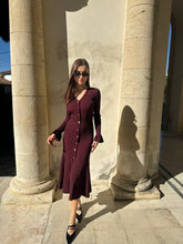 Load image into Gallery viewer, Burgundy midi ribbed dress