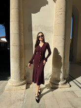 Load image into Gallery viewer, Burgundy midi ribbed dress