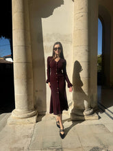 Load image into Gallery viewer, Burgundy midi ribbed dress