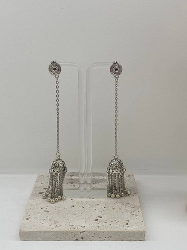 Bohemian silver long earrings