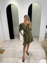 Load image into Gallery viewer, Khaki wrap mini dress