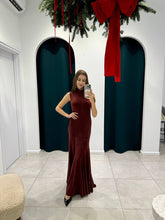 Load image into Gallery viewer, Burgundy knitted maxi dress