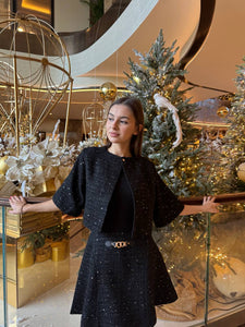 Black tweed cardigan with dress