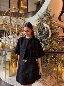 Black tweed cardigan with dress