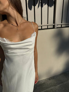 White satin maxi dress