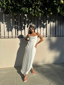 White satin maxi dress