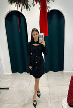 Load image into Gallery viewer, Black tweed mini dress