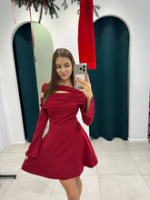 Load image into Gallery viewer, Red mini off-shoulder dress