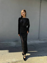 Load image into Gallery viewer, Black sequin maxi dress