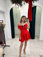 Load image into Gallery viewer, Red knitted bow dress