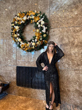 Load image into Gallery viewer, Black sequin maxi dress