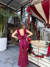 Load image into Gallery viewer, Burgundy mini bow dress