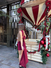 Load image into Gallery viewer, Burgundy mini bow dress