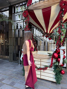 Burgundy mini bow dress