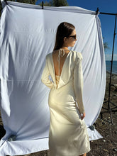 Load image into Gallery viewer, Satin beige backless dress