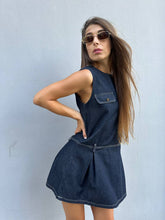 Load image into Gallery viewer, Denim pleated drop waist dress