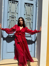 Load image into Gallery viewer, Burgundy flower dress