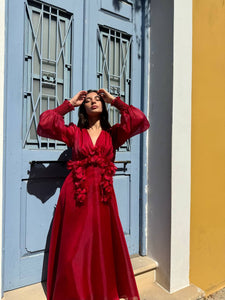 Burgundy flower dress