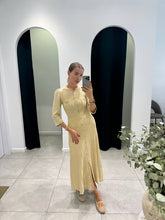 Load image into Gallery viewer, Gold lurex knitted midi dress