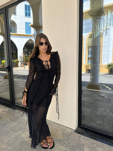 Black maxi mesh dress