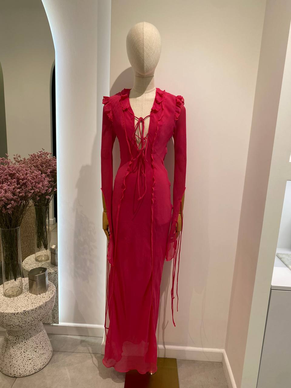 Fuchsia maxi mesh dress