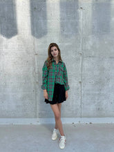 Load image into Gallery viewer, Green  plaid cotton shirt