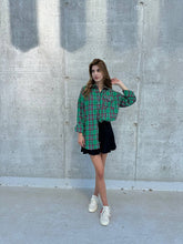 Load image into Gallery viewer, Green  plaid cotton shirt