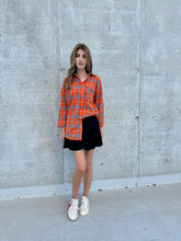 Load image into Gallery viewer, Orange  plaid cotton shirt